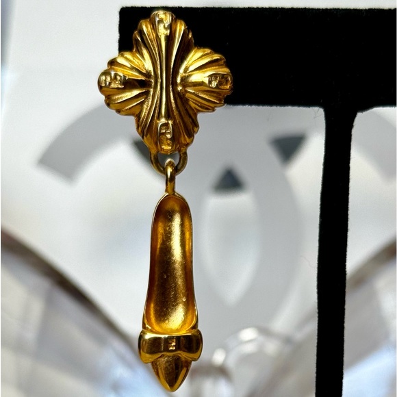 RARE Vintage Gold Fendi Shoe & Purse Earrings & BROOCH Set - Picture 6 of 11